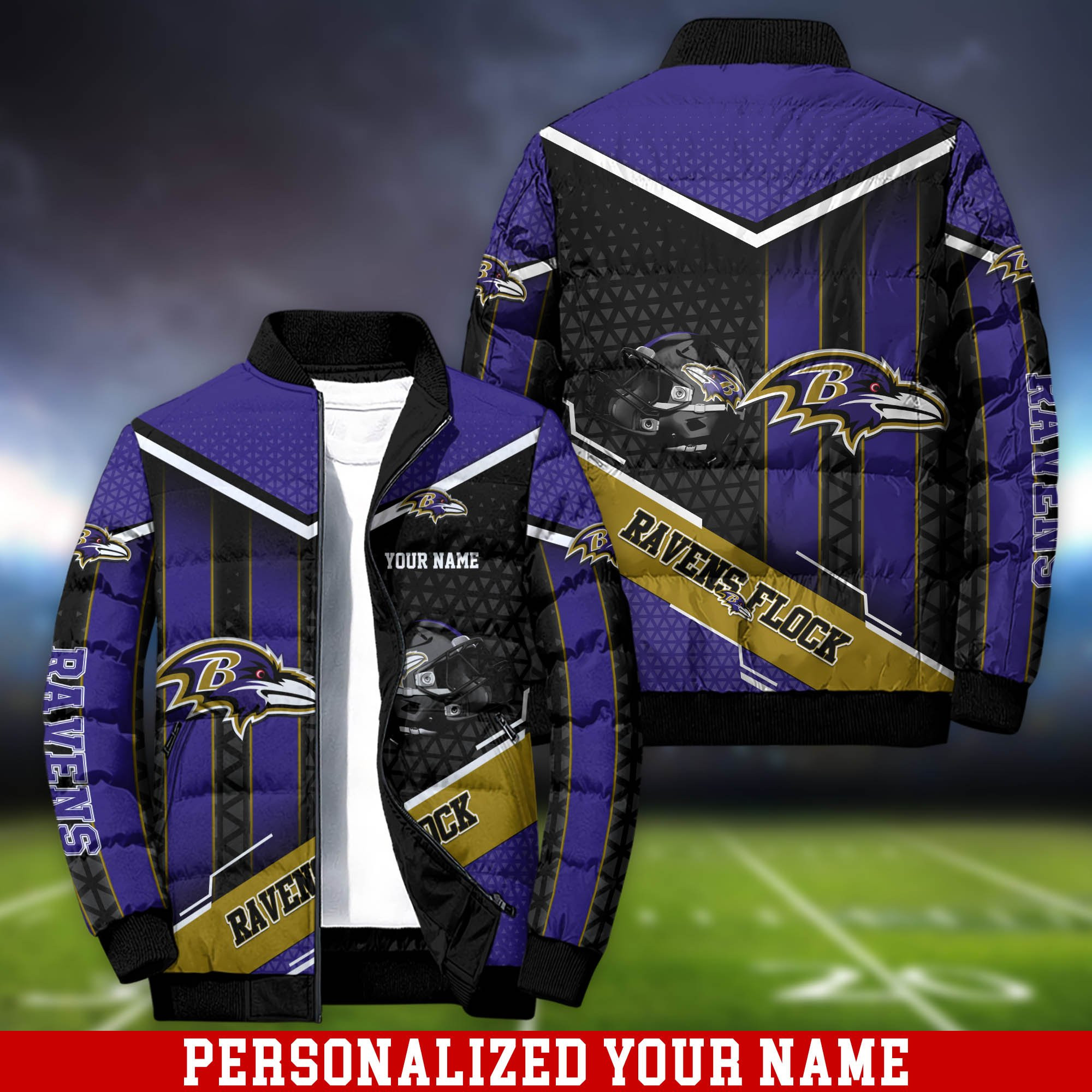 Baltimore Ravens Personalized Outdoor Coat Puffer Jacket