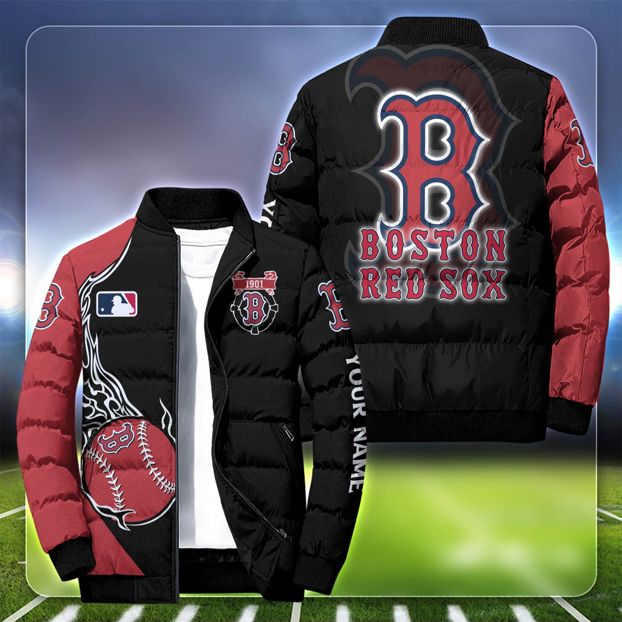 Boston Red Sox Personalized Outdoor Coat Puffer Jacket