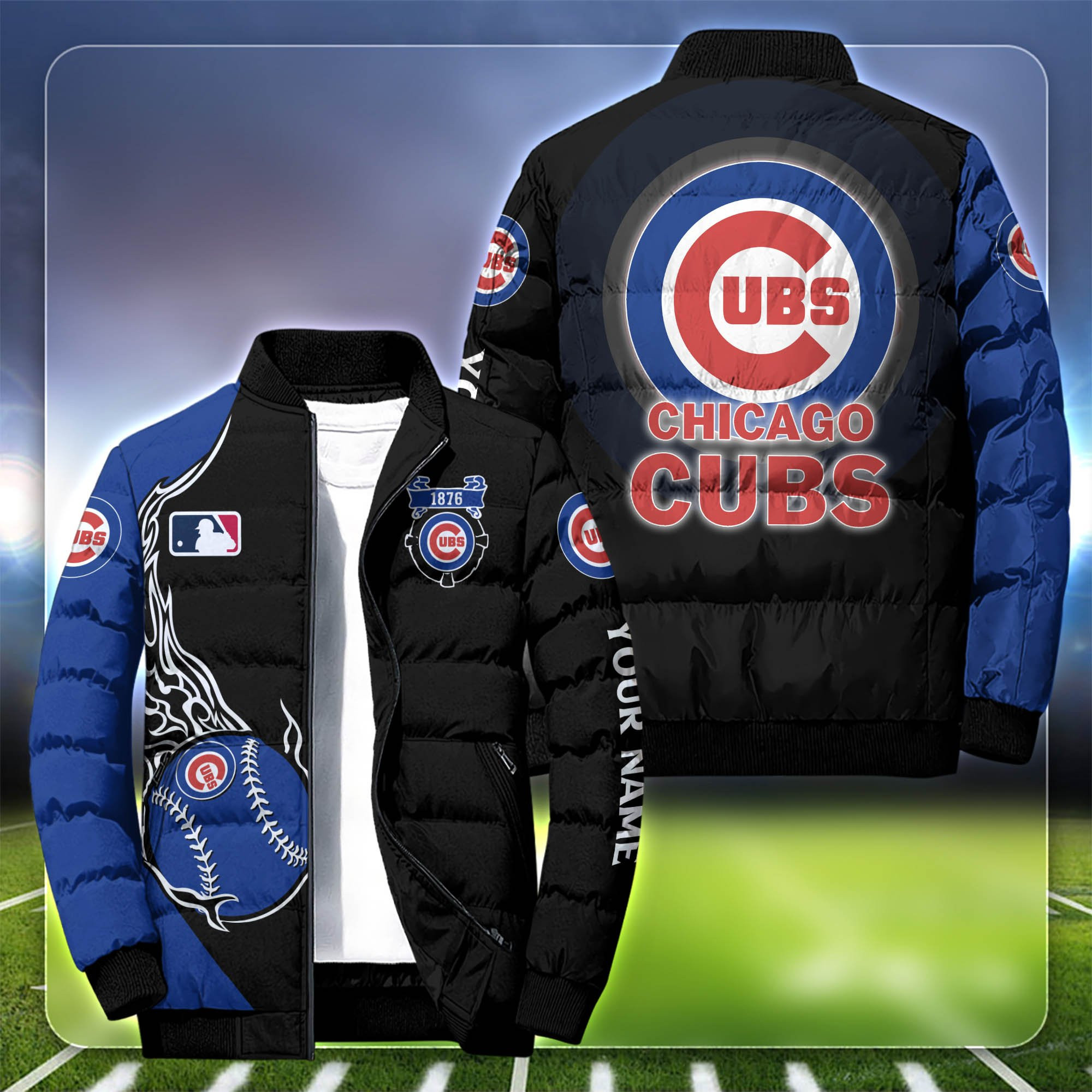 Chicago Cubs Personalized Outdoor Coat Puffer Jacket