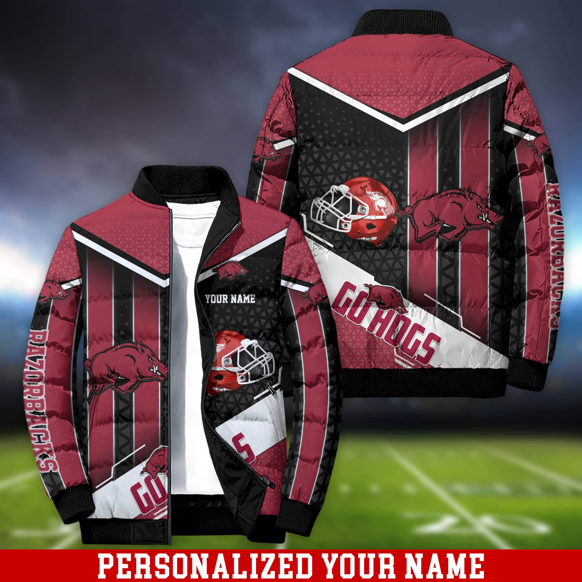 Arkansas Razorbacks Personalized Outdoor Coat Puffer Jacket