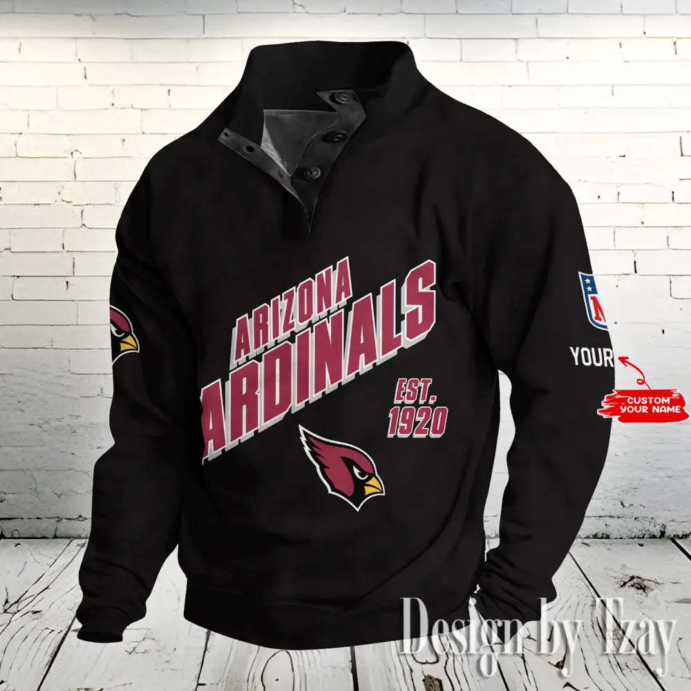 Arizona Cardinals NFL Half Casual Outdoor Collar Pullover Button Quarter Sweater Trending 2025