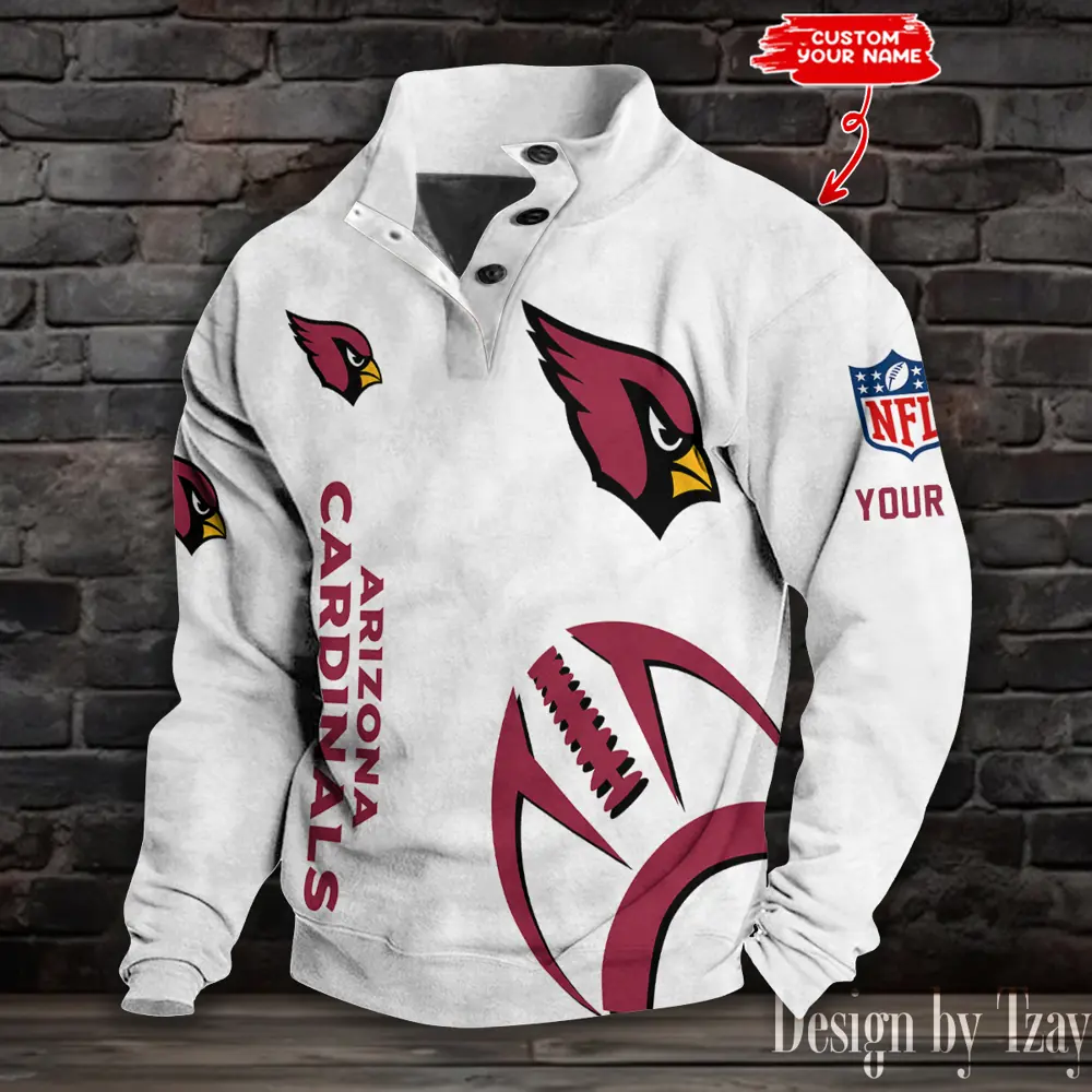 Arizona Cardinals NFL Half Casual Outdoor Collar Pullover Button Quarter Sweater