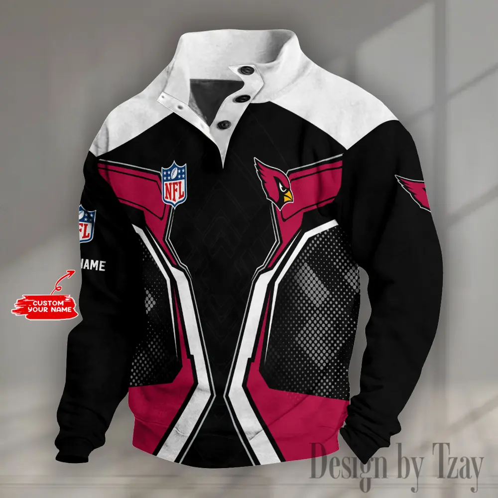 Arizona Cardinals NFL Half Casual Outdoor Collar Pullover Button Quarter Sweater