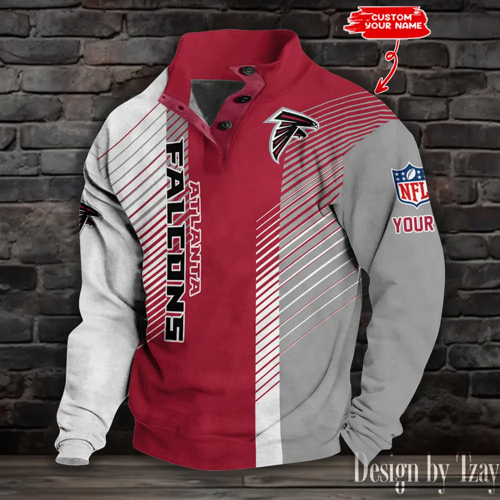 Atlanta Falcons NFL Half Casual Outdoor Collar Pullover Button Quarter Sweater