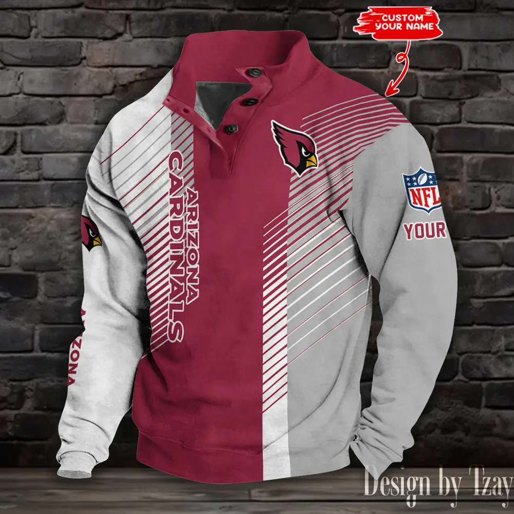 Arizona Cardinals NFL Half Casual Outdoor Collar Pullover Button Quarter Sweater