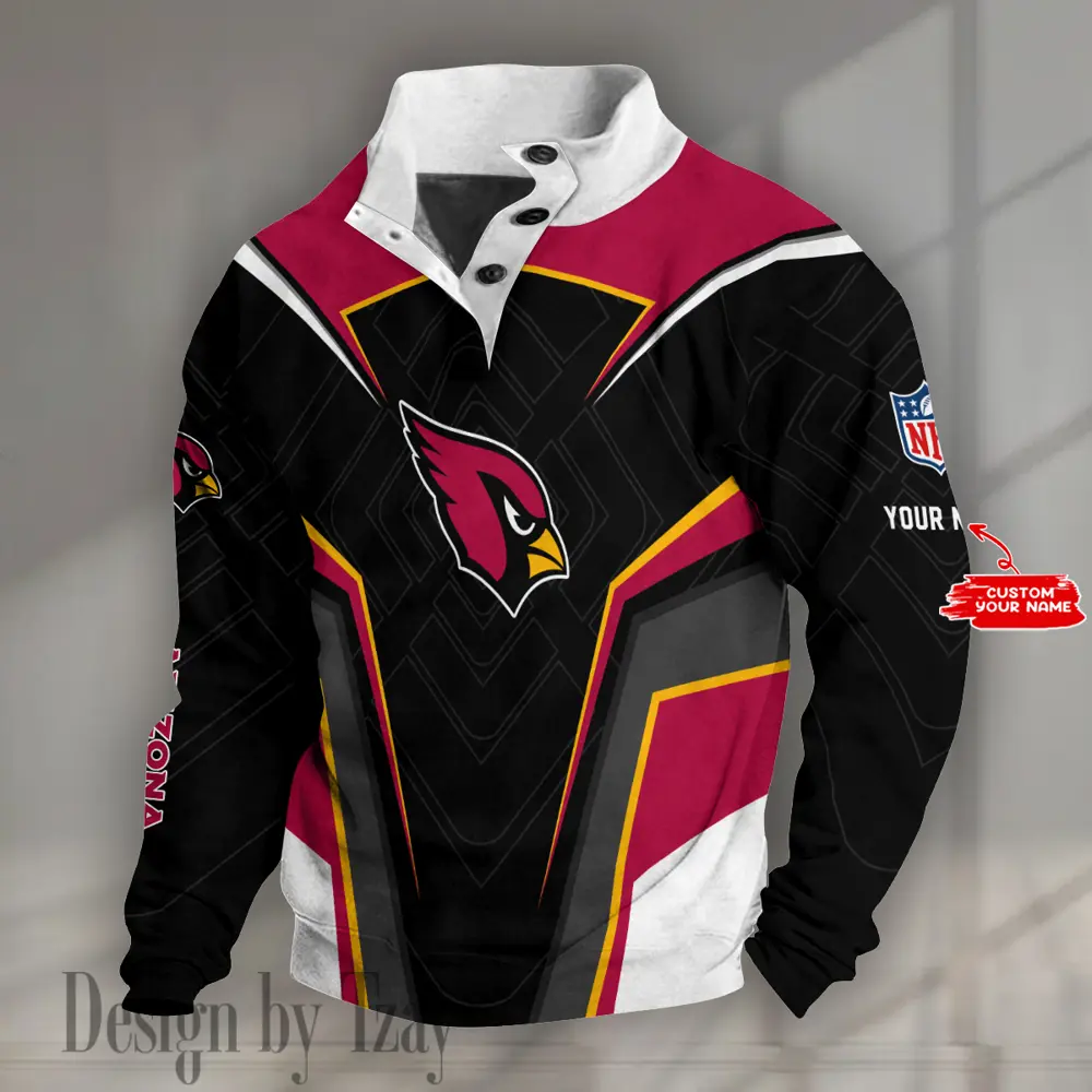 Arizona Cardinals NFL Half Casual Outdoor Collar Pullover Button Quarter Sweater