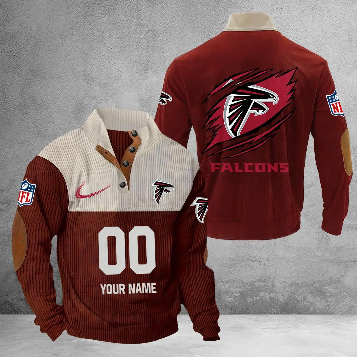 Atlanta Falcons Men Casual Outdoor Collar Pullover Button Quarter Sweater FOR MEN