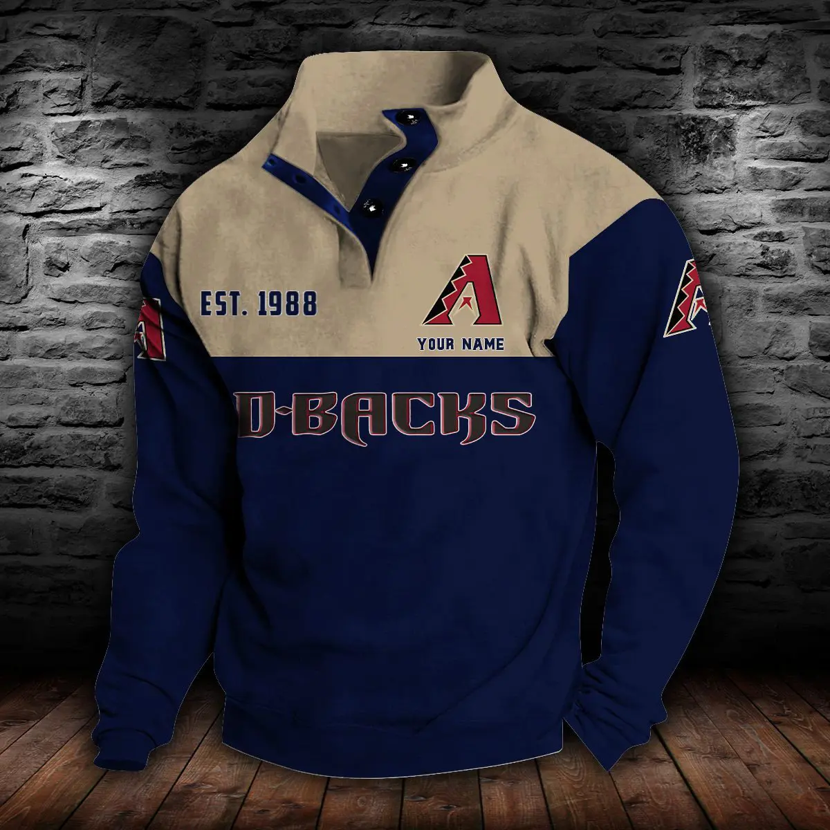 Arizona Diamondbacks MLB Casual Outdoor Collar Pullover Button Quarter Sweater