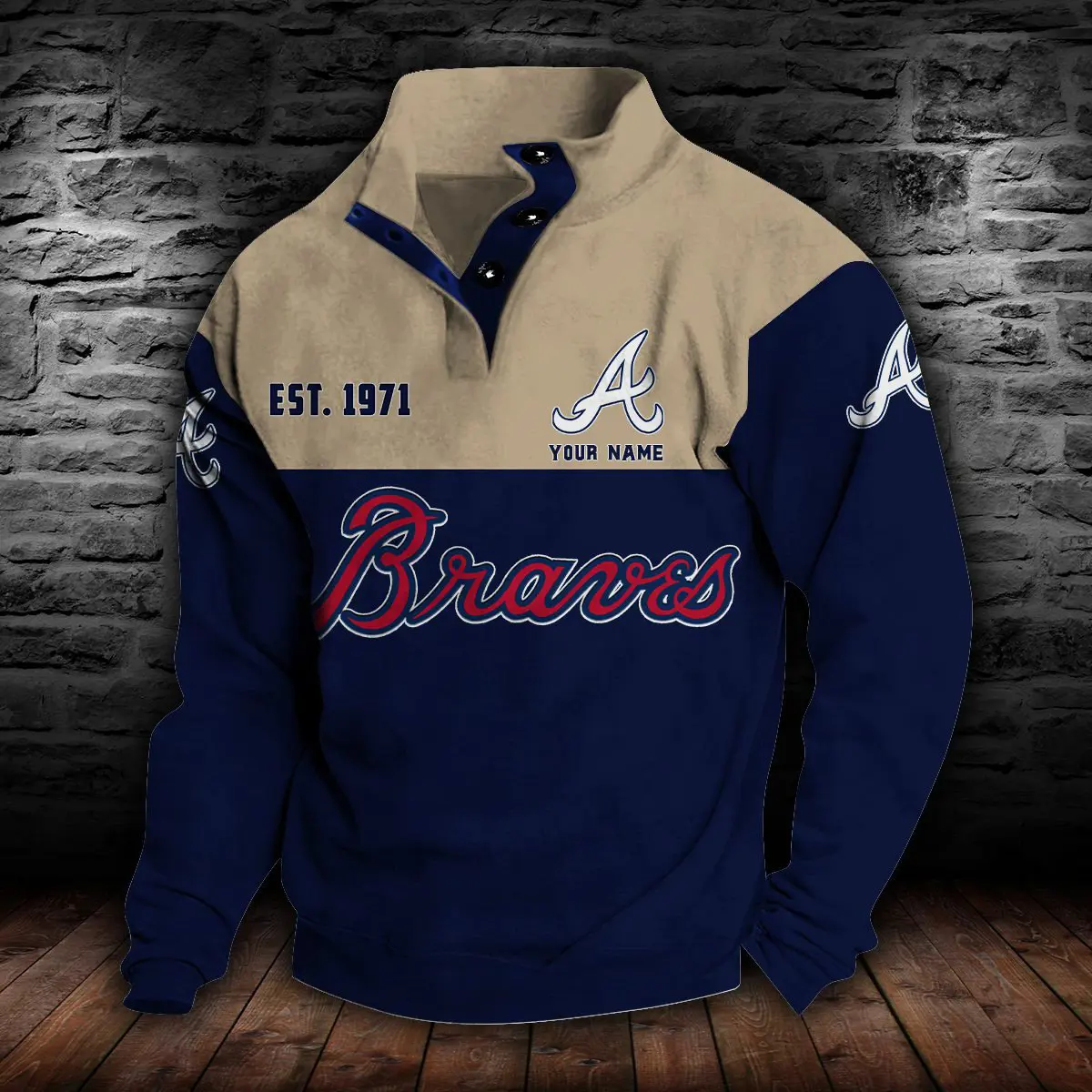 Atlanta Braves MLB Casual Outdoor Collar Pullover Button Quarter Sweater