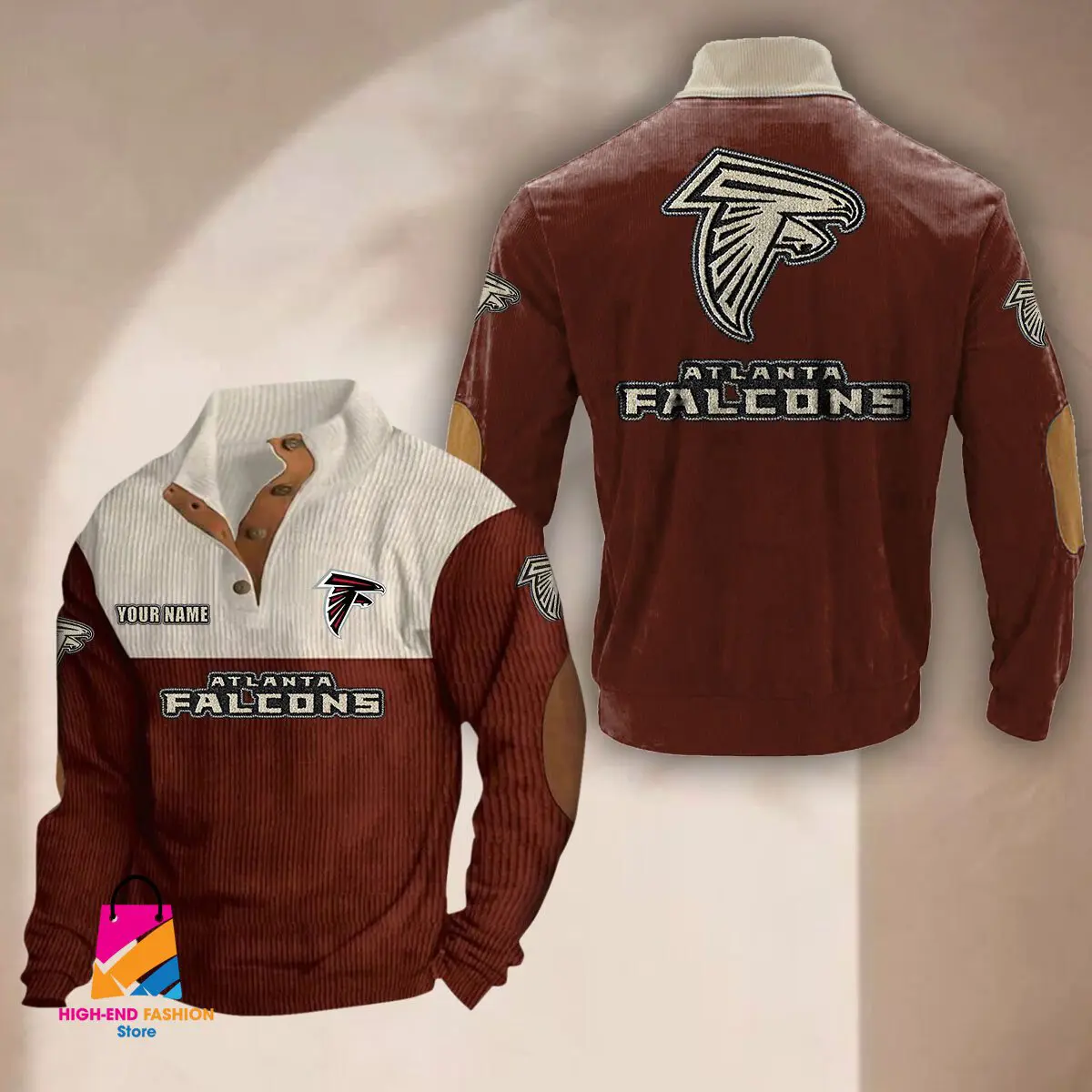 Atlanta Falcons Button Long Sleeve Sweatshirt Hoodie