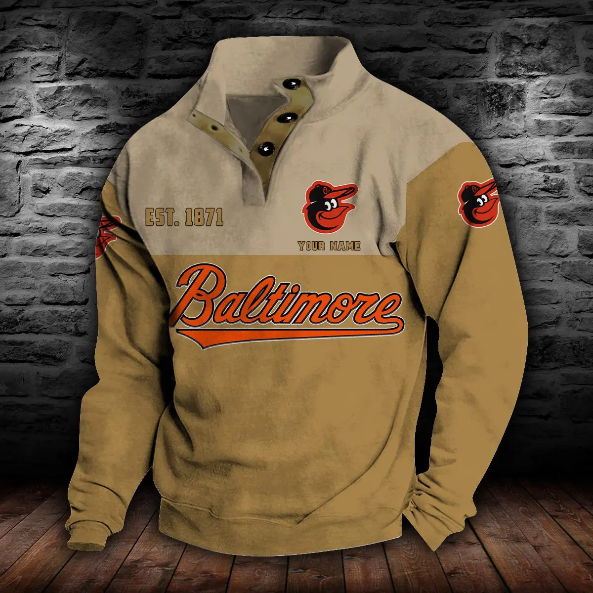 Baltimore Orioles MLB Casual Outdoor Collar Pullover Button Quarter Sweater