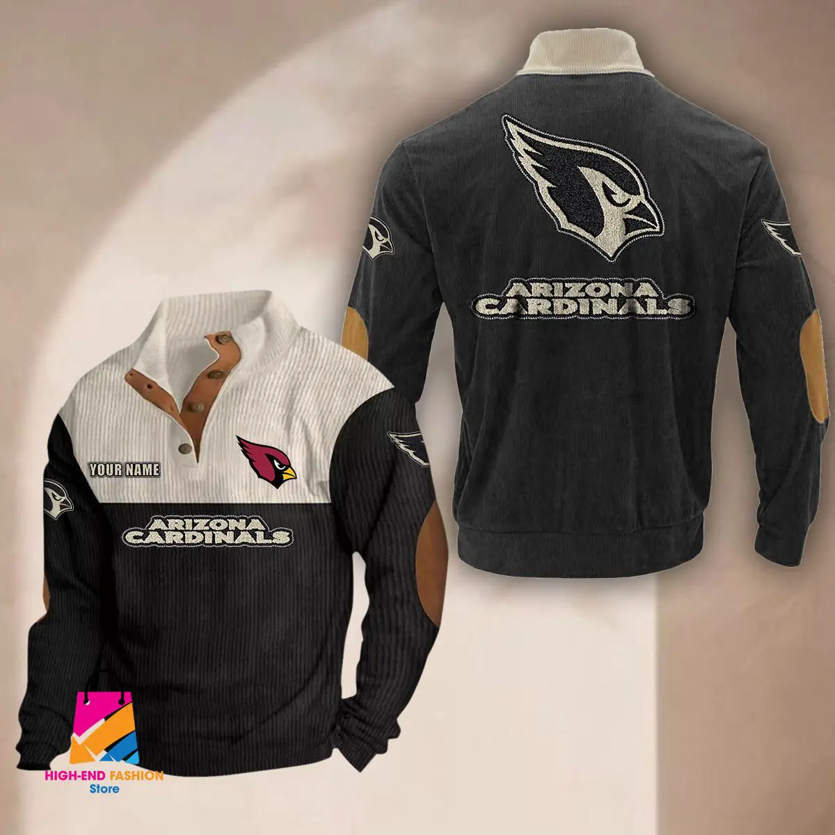Arizona Cardinals Button Long Sleeve Sweatshirt Hoodie