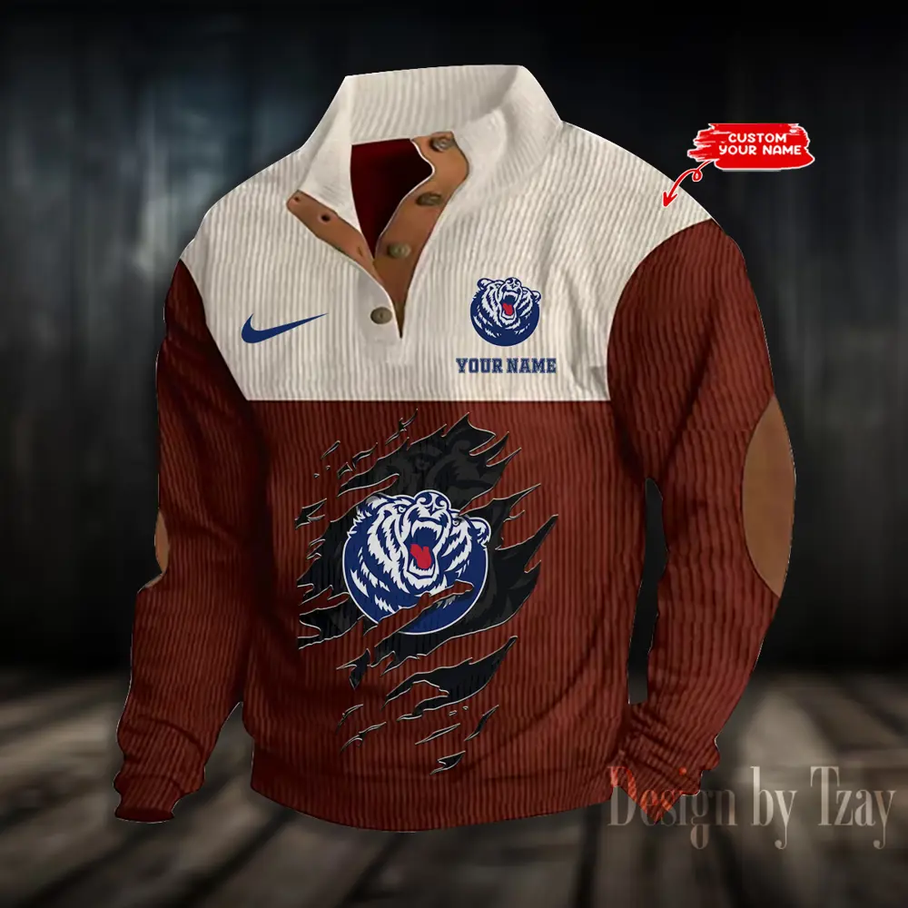 Belmont Bruins NCAA Casual Outdoor Collar Pullover Button Quarter Sweater