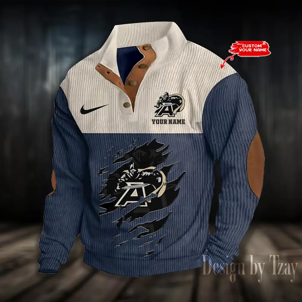 Army Black Knights NCAA Casual Outdoor Collar Pullover Button Quarter Sweater