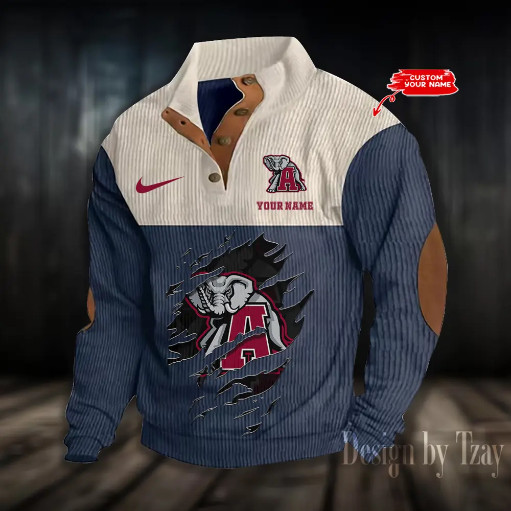 Alabama Crimson Tide NCAA Casual Outdoor Collar Pullover Button Quarter Sweater