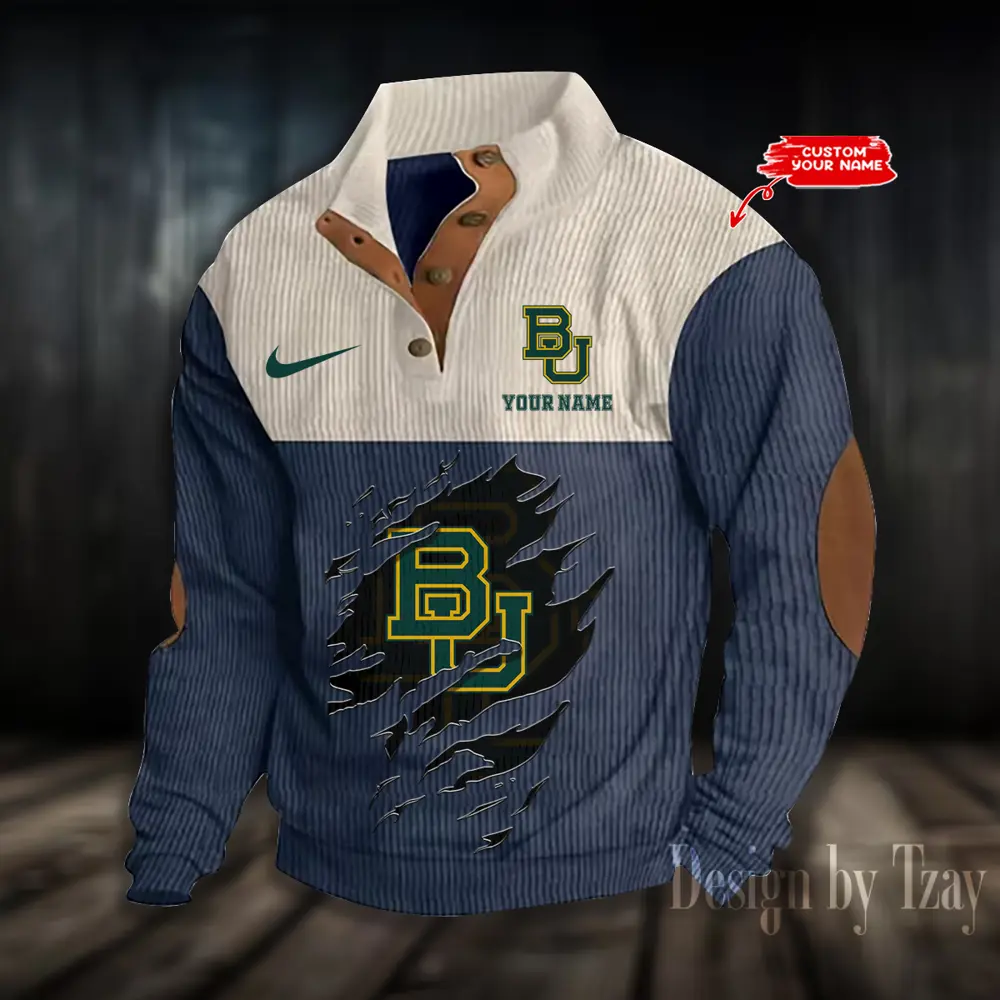 Baylor Bears NCAA Casual Outdoor Collar Pullover Button Quarter Sweater