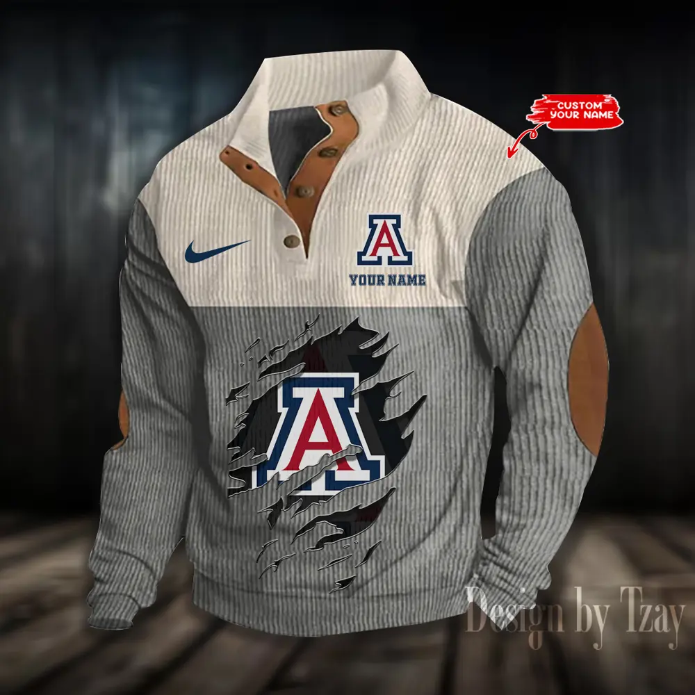Arizona Wildcats NCAA Casual Outdoor Collar Pullover Button Quarter Sweater