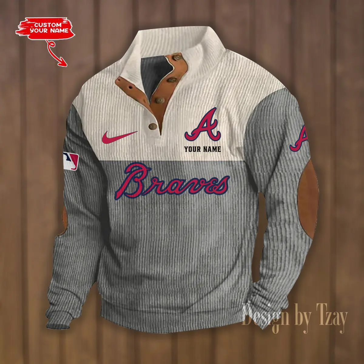 Atlanta Braves MLB Casual Outdoor Collar Pullover Button Quarter Sweater