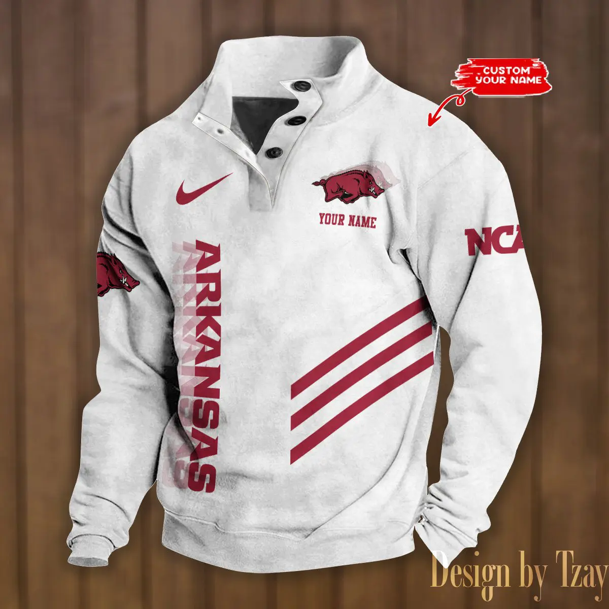 Arkansas Razorbacks NCAA Casual Outdoor Collar Pullover Button Quarter Sweater For mens