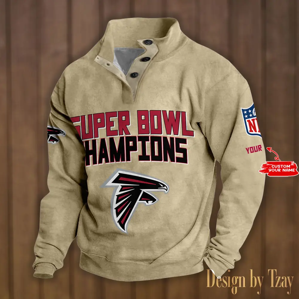 Atlanta Falcons Casual Outdoor Collar Pullover Button Quarter Sweater For mens