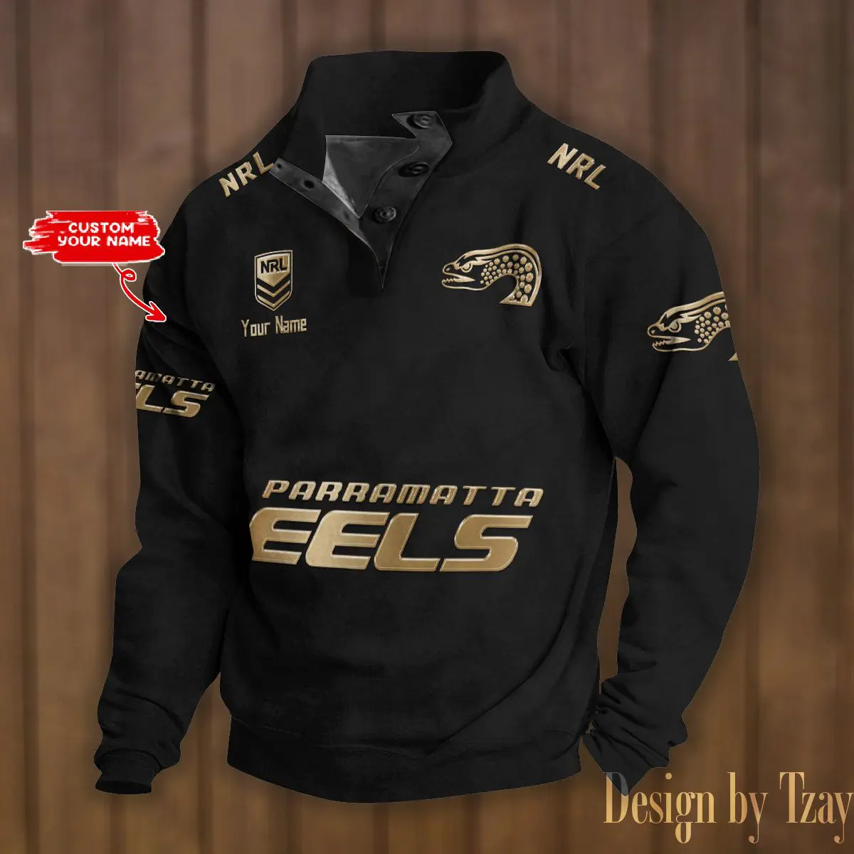 Parramatta Eels NRL Casual Outdoor Collar Pullover Button Quarter Sweater For mens
