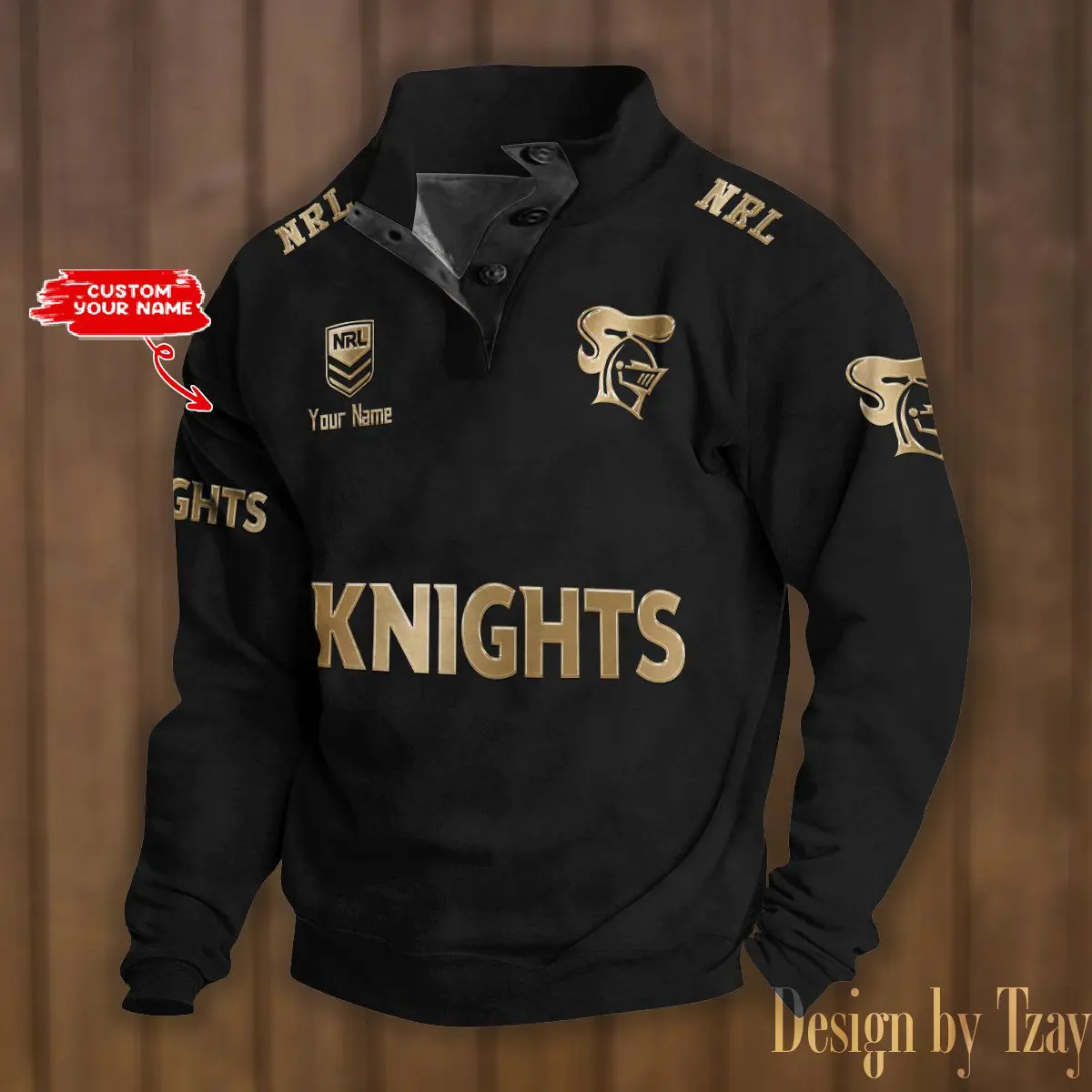 Newcastle Knights NRL Casual Outdoor Collar Pullover Button Quarter Sweater For mens