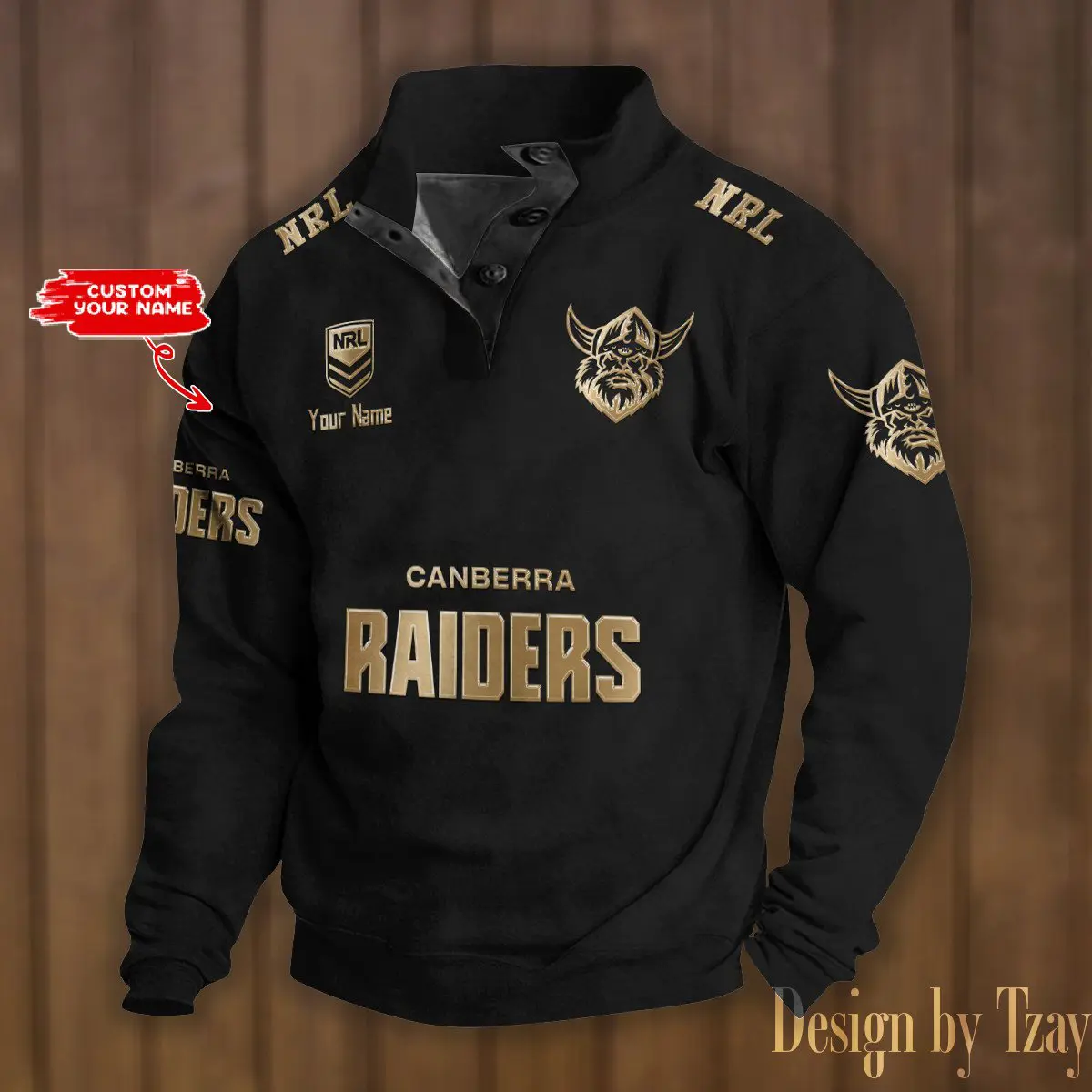 Canberra Raiders NRL Casual Outdoor Collar Pullover Button Quarter Sweater For mens