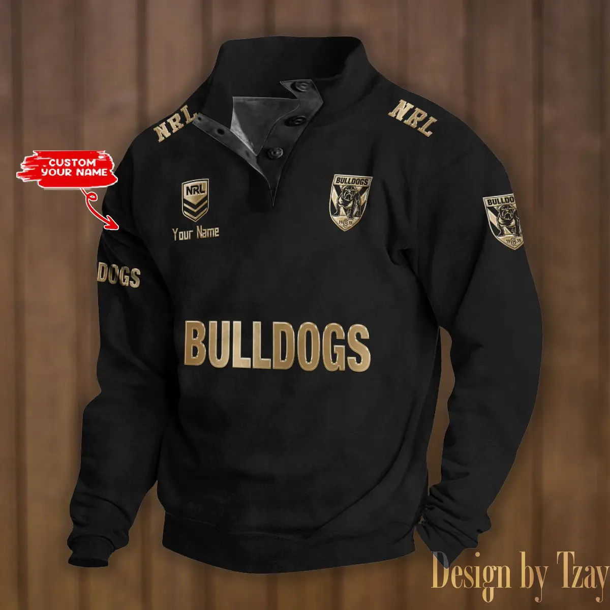 Canterbury Bulldogs NRL Casual Outdoor Collar Pullover Button Quarter Sweater For mens