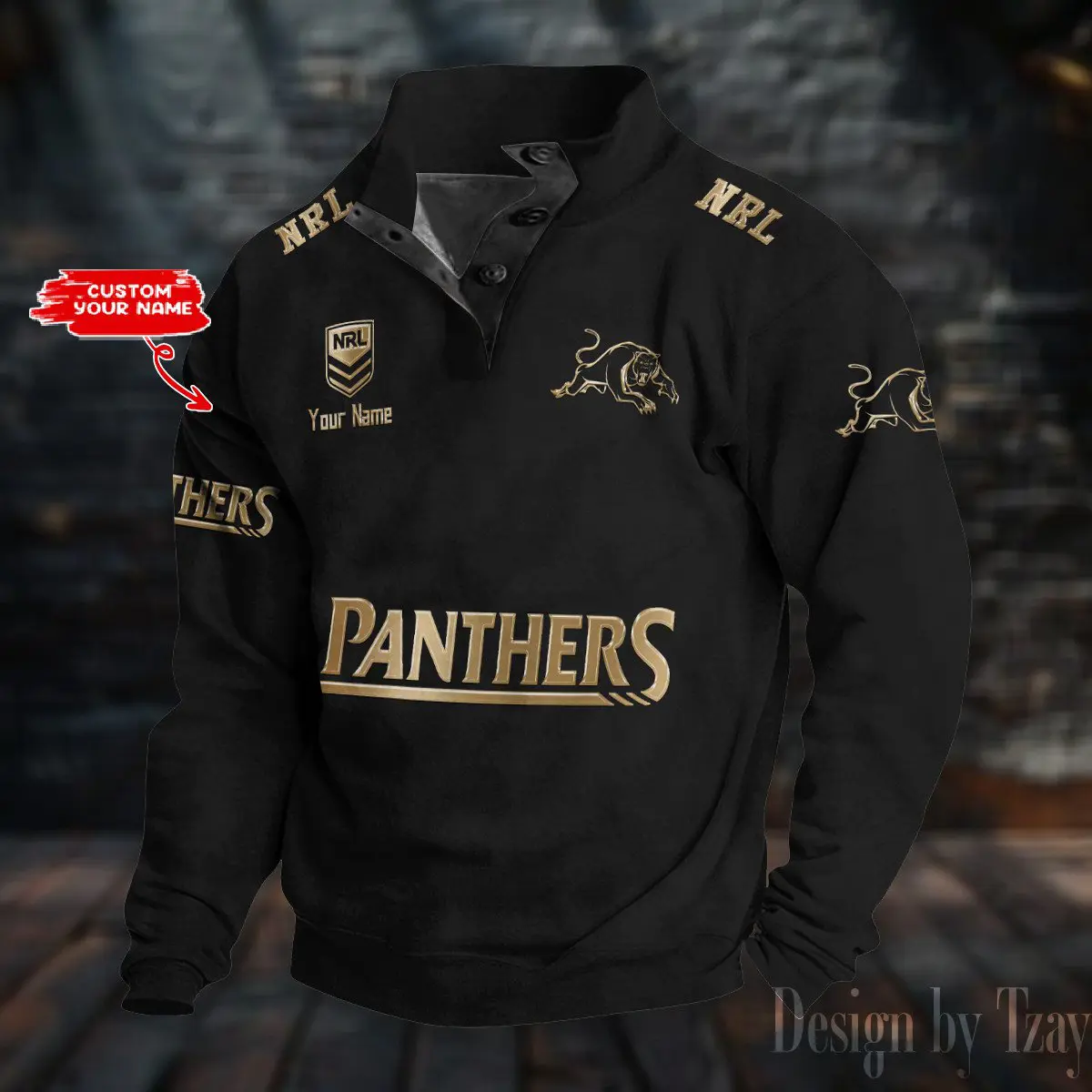 Penrith Panthers NRL Casual Outdoor Collar Pullover Button Quarter Sweater For mens