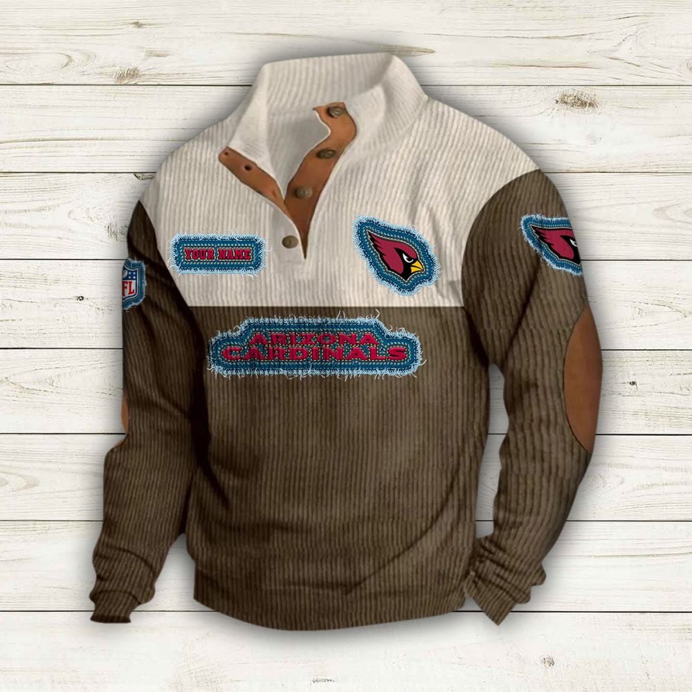 Arizona Cardinals Casual Outdoor Collar Pullover Button Quarter Sweater