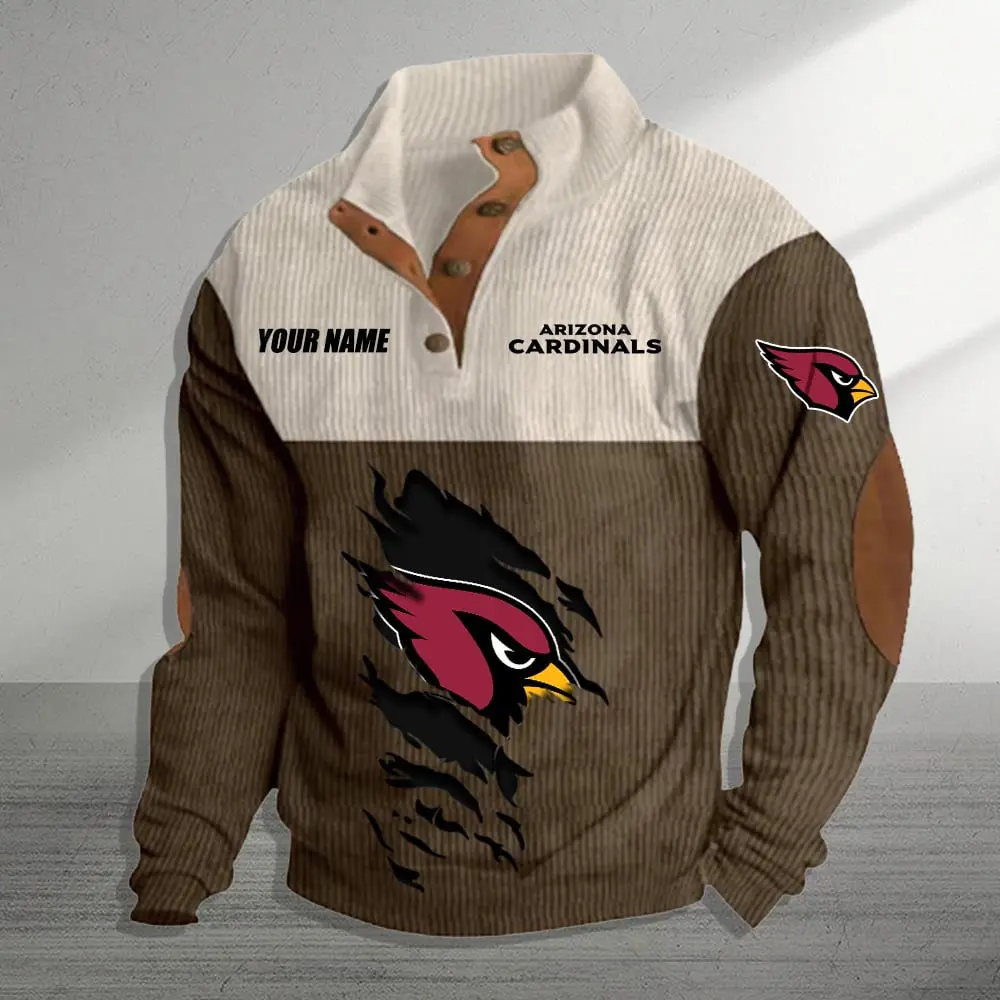 Arizona Cardinals Casual Outdoor Collar Pullover Button Quarter Sweater