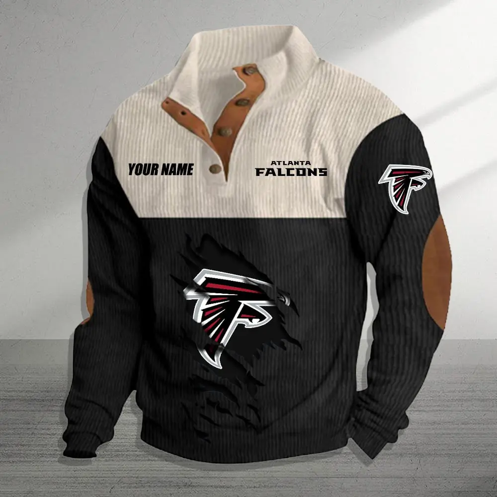 Atlanta Falcons Casual Outdoor Collar Pullover Button Quarter Sweater