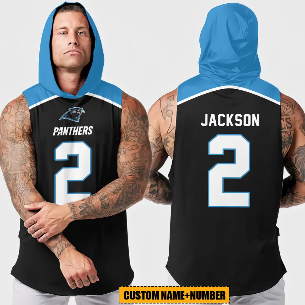 Carolina Panthers Mens Tank Top Sleeveless Hoodie Cotton T-Shirt