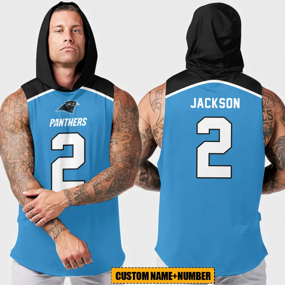 Carolina Panthers Mens Tank Top Sleeveless Hoodie Cotton T-Shirt