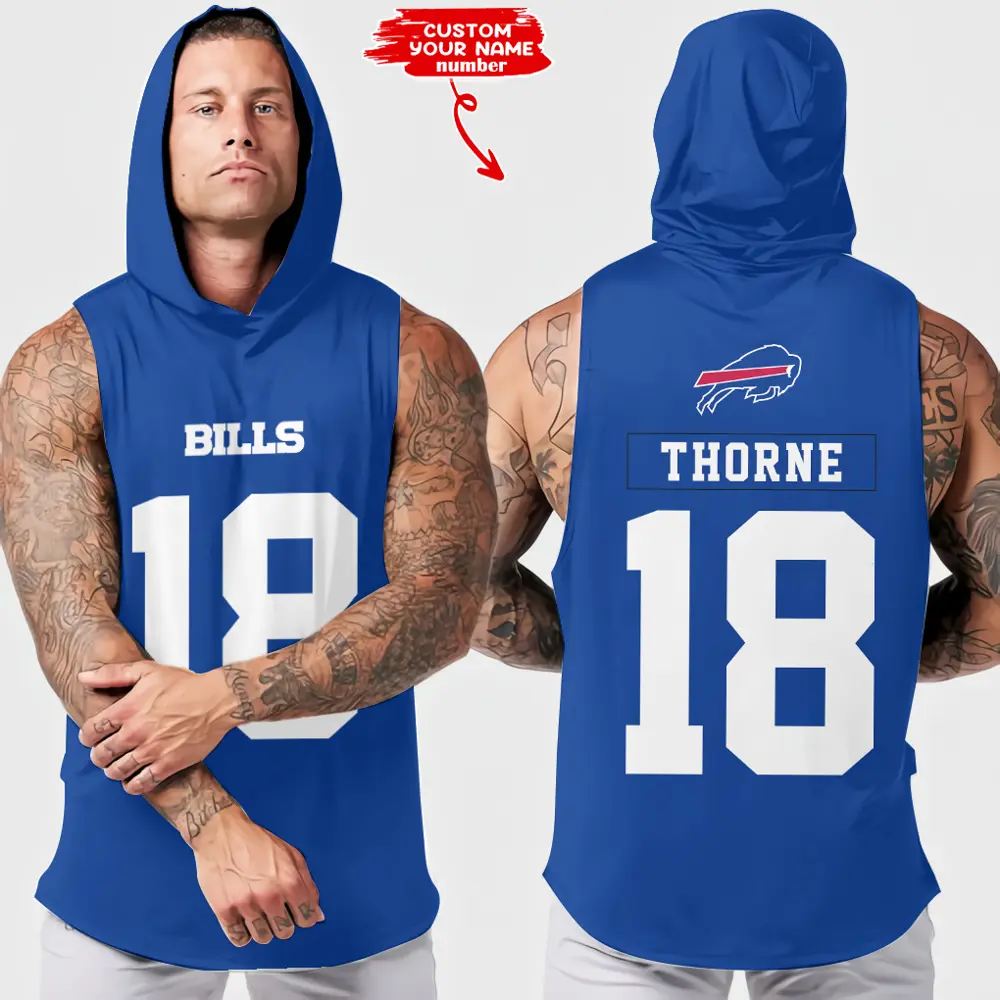 Buffalo Bills Mens Tank Top Sleeveless Hoodie Cotton T-Shirt