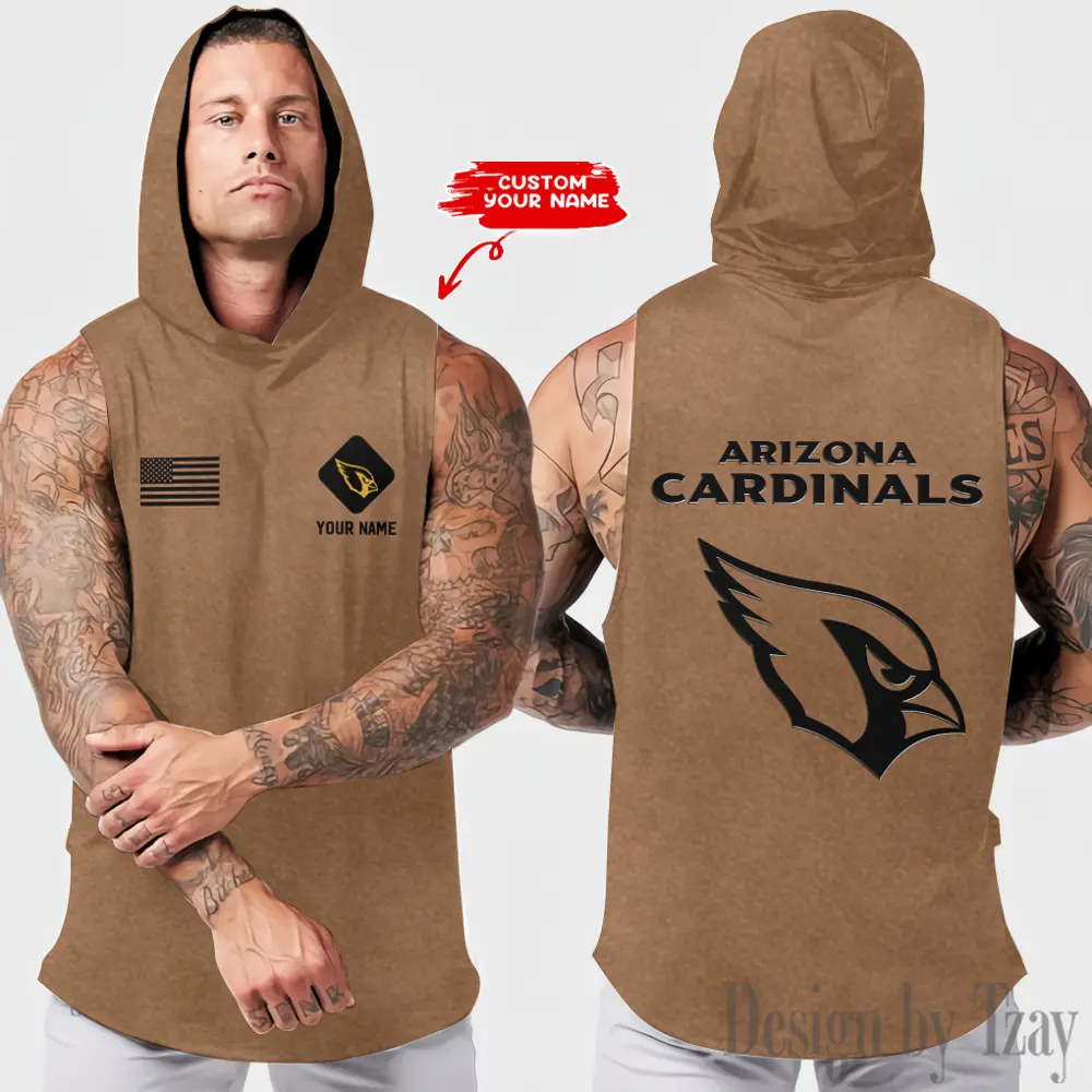 Arizona Cardinals Sleeveless Pullover Hoodie Gym Training Hoodies Bodybuilding