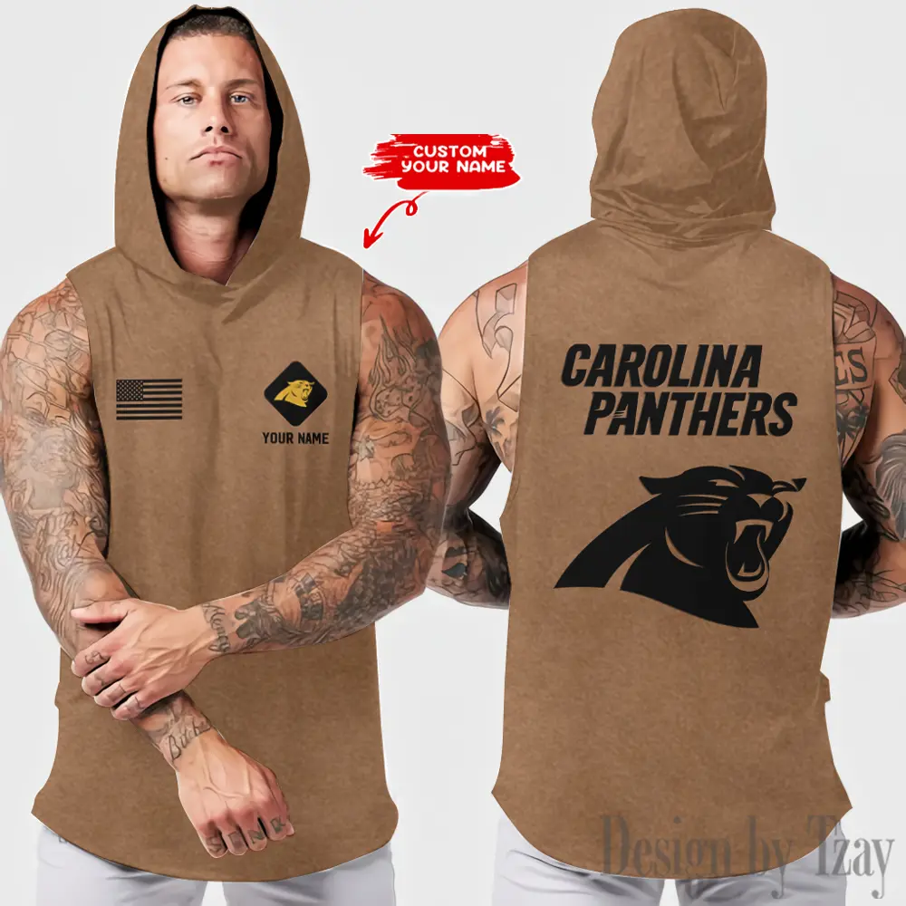 Carolina Panthers Sleeveless Pullover Hoodie Gym Training Hoodies Bodybuilding