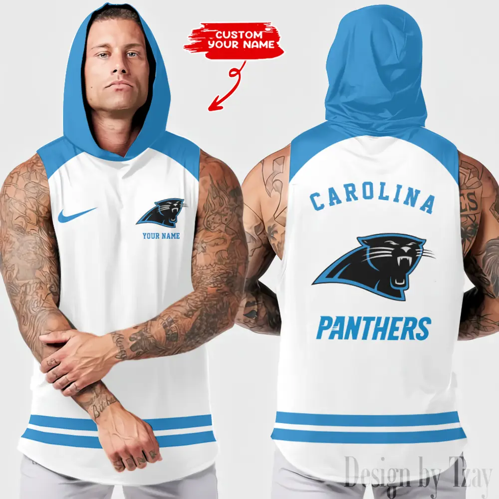 Carolina Panthers Sleeveless Pullover Hoodie Gym Training Hoodies Bodybuilding