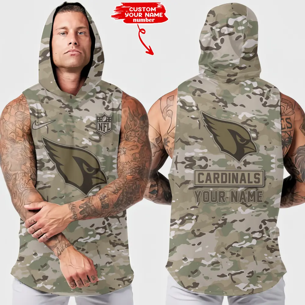 Arizona Cardinals Sleeveless Pullover Hoodie Gym Training Hoodies Bodybuilding