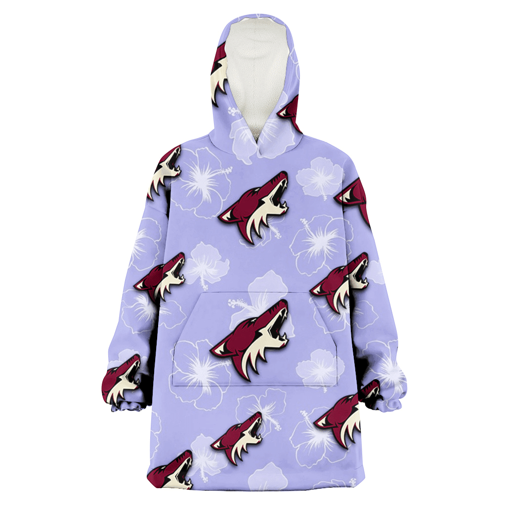 Arizona Coyotes Sketch White Hibiscus Violet Background 3D Printed Hoodie Blanket Snug Hoodie