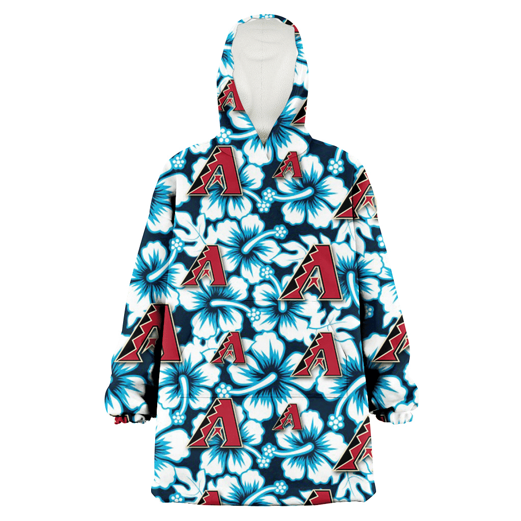 Arizona Diamondbacks Blue Line White Hibiscus Black Background 3D Printed Hoodie Blanket Snug Hoodie