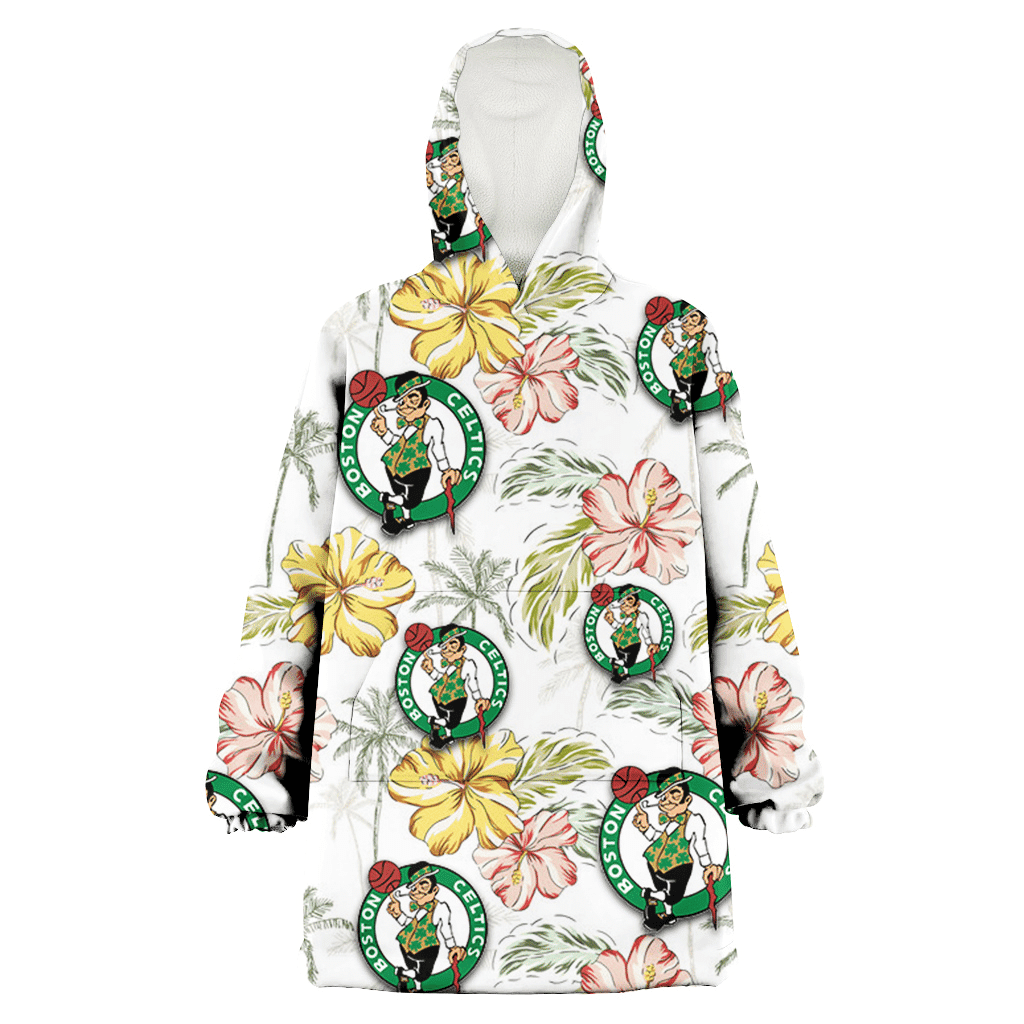 Boston Celtics Sketch Red Yellow Coconut Tree White Background 3D Printed Hoodie Blanket Snug Hoodie