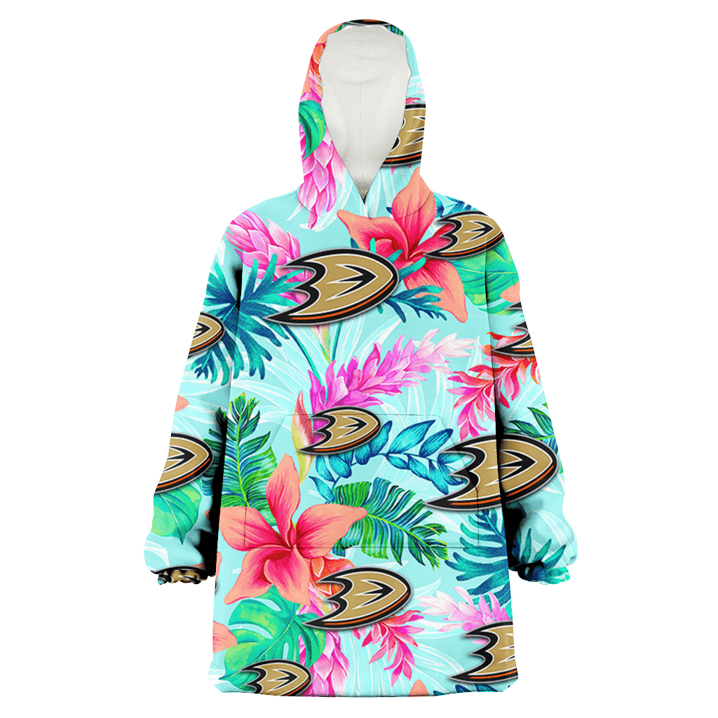 Anaheim Ducks Coral Porcelain Flower Violet Orchid Light Blue Background 3D Printed Hoodie Blanket Snug Hoodie