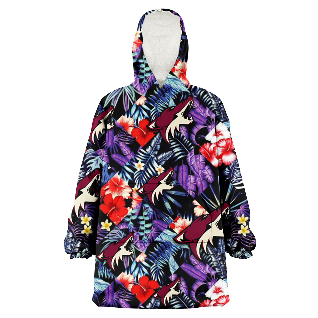 Arizona Coyotes Red Hibiscus Caro Black Background 3D Printed Hoodie Blanket Snug Hoodie