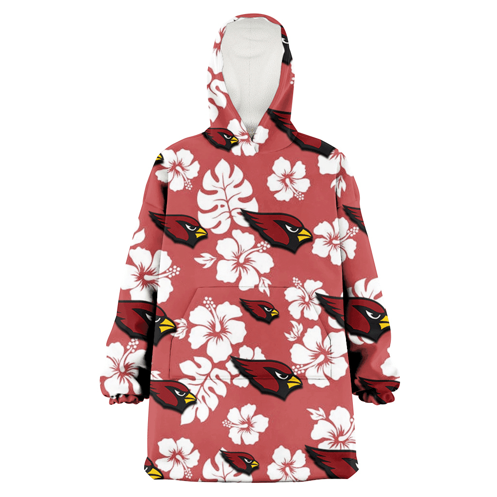 Arizona Cardinals White Hibiscus Indian Red Background 3D Printed Hoodie Blanket Snug Hoodie