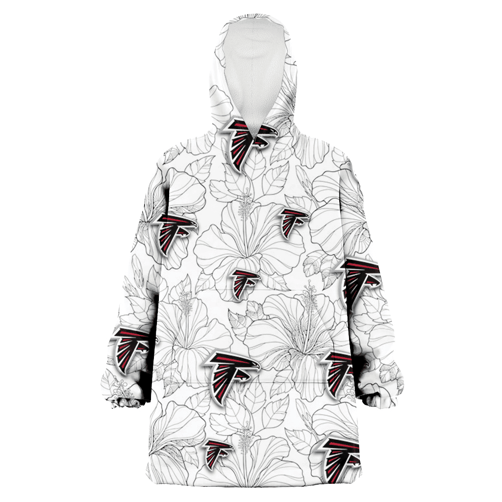 Atlanta Falcons Sketch Hibiscus White Background 3D Printed Hoodie Blanket Snug Hoodie