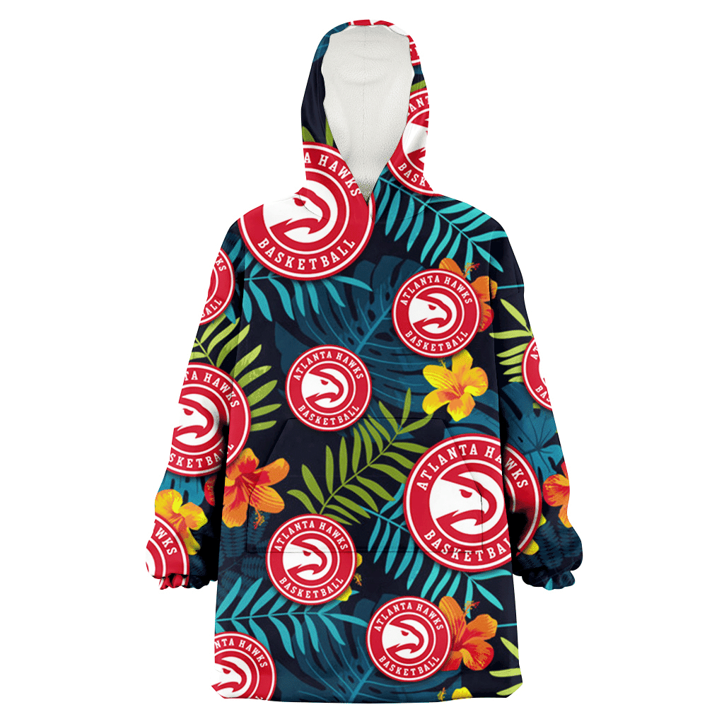 Atlanta Hawks Orange Yellow Green Leaf Black Background 3D Printed Hoodie Blanket Snug Hoodie