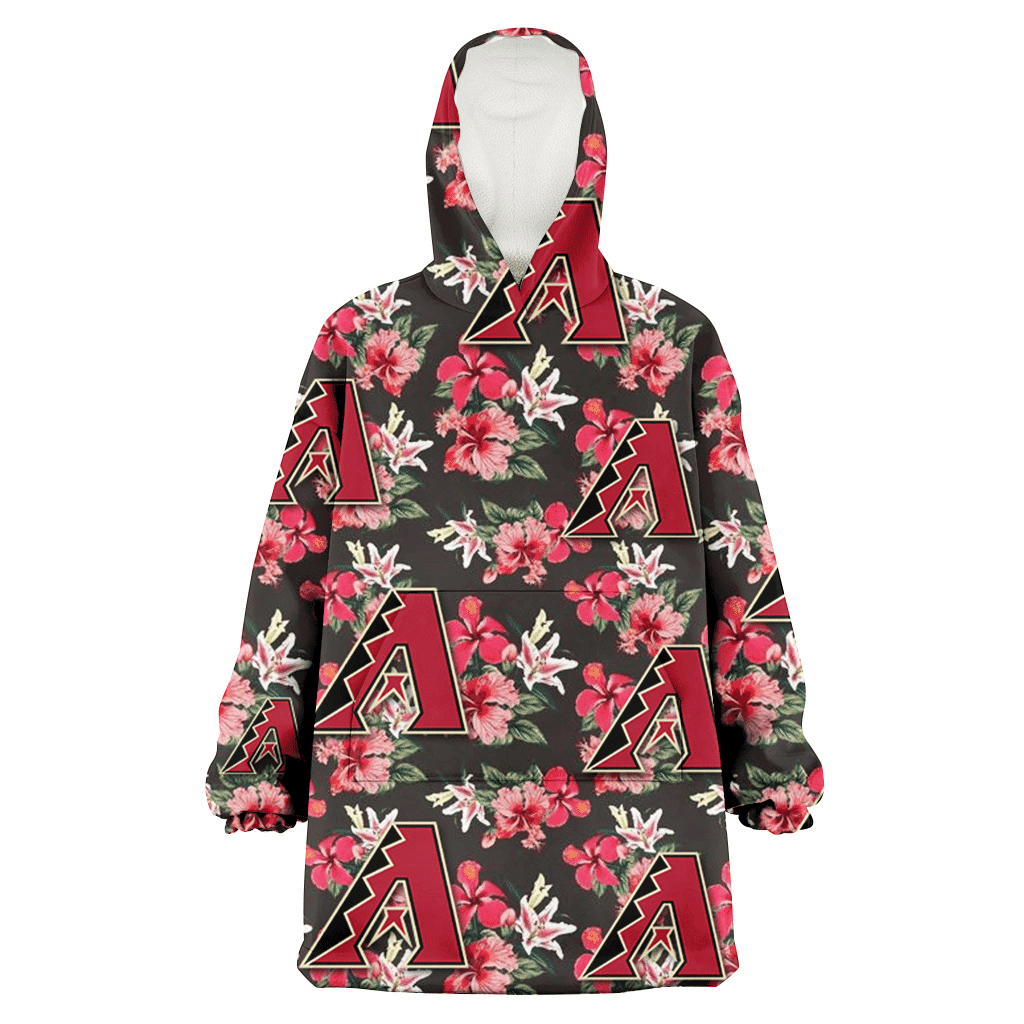 Arizona Diamondbacks Pink Hibiscus Orchid Brown Background 3D Printed Hoodie Blanket Snug Hoodie