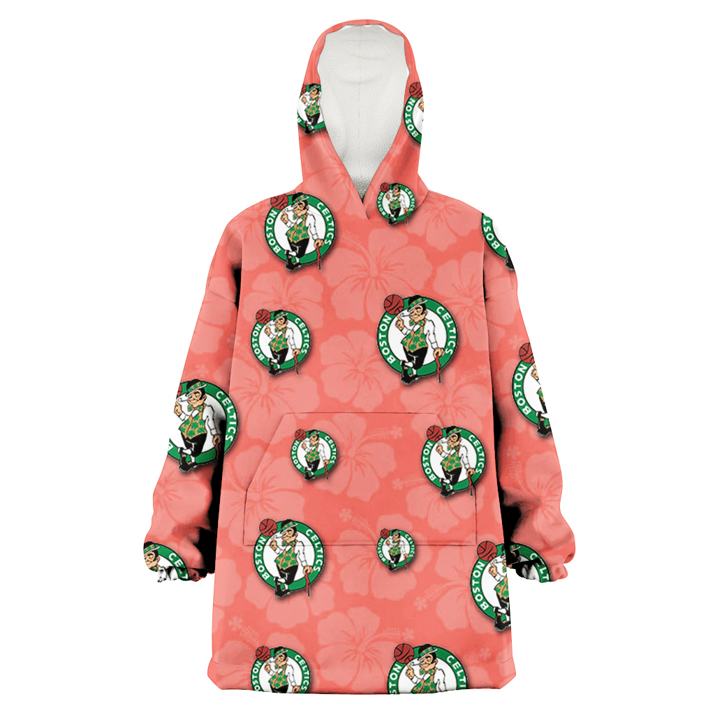 Boston Celtics Peach Puff Hibiscus Tomato Orange Background 3D Printed Hoodie Blanket Snug Hoodie