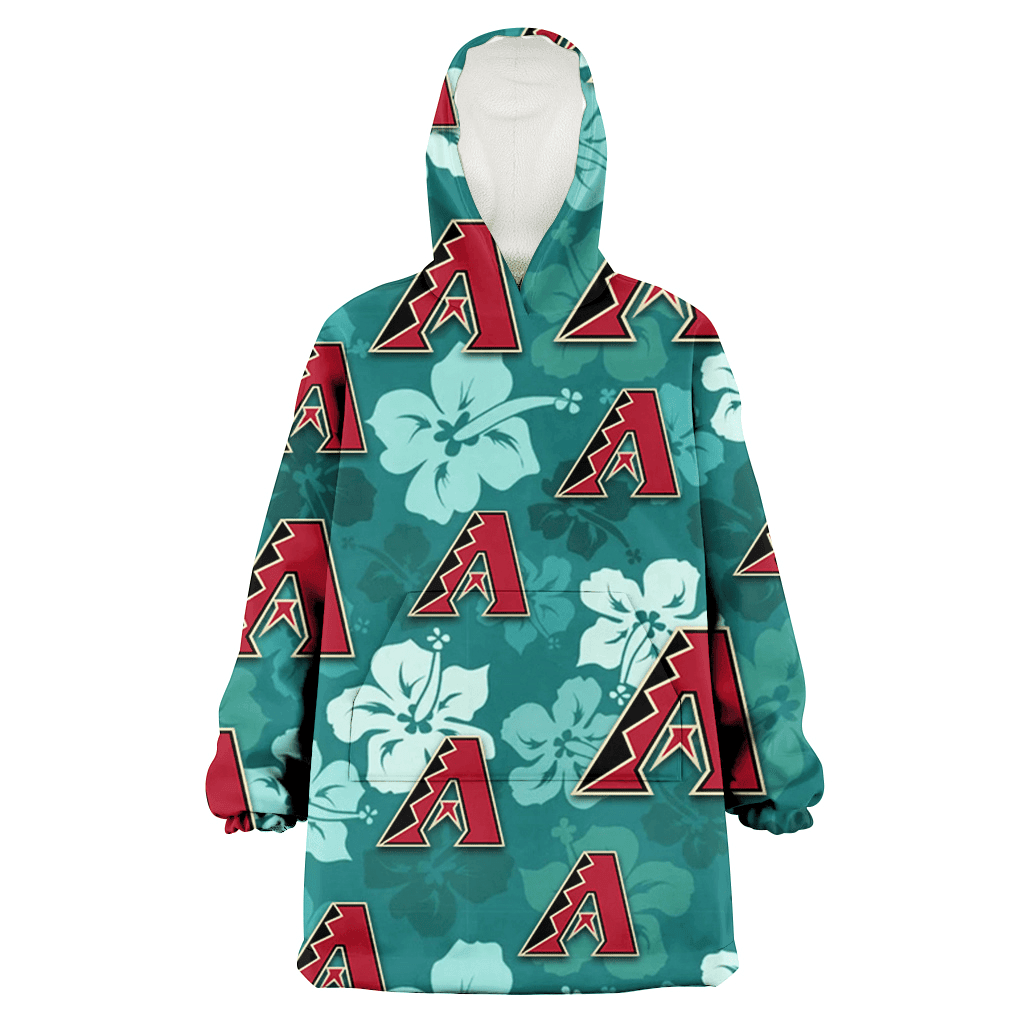 Arizona Diamondbacks Light Sea Green Hibiscus Green Background 3D Printed Hoodie Blanket Snug Hoodie